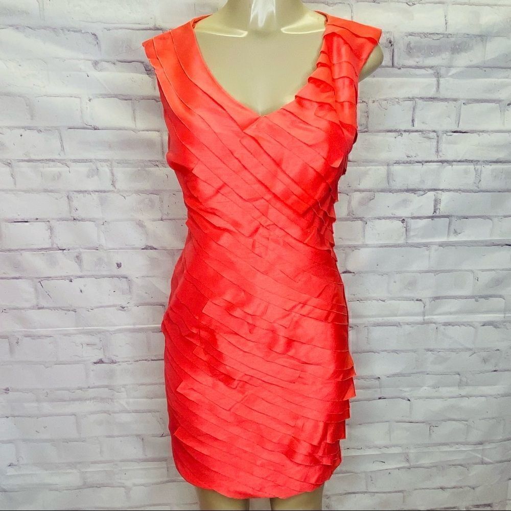 London Times Woman Orange Tiered Formal Dress